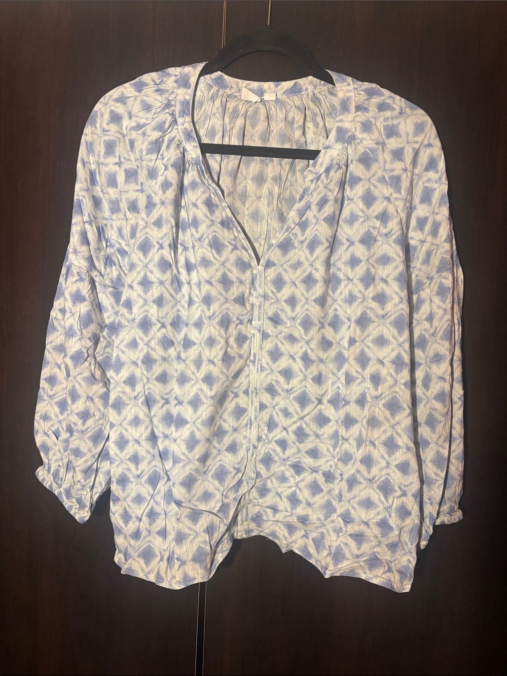 GAP Light Blue Geometric Print Blouse